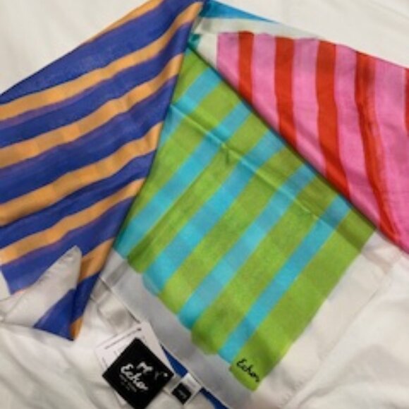 NWT Echo Rainbow Multicolored 100% Silk Scarf 34" Square - Never Worn - Picture 2 of 11